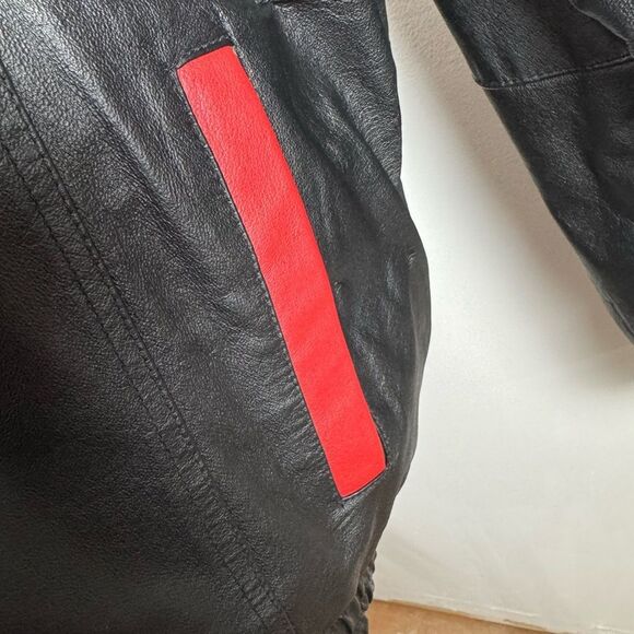 Black Leather Jacket with USA Design - Picture 6 of 13